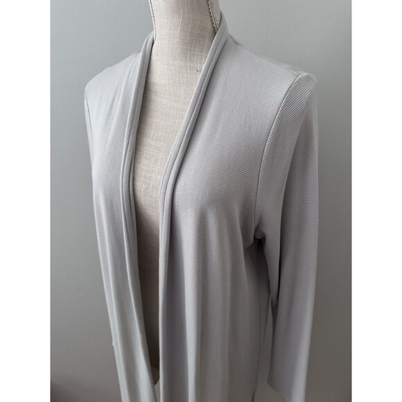J.Jill Wearever Collection Long Line Cardigan Dove Gray Stretch Classic Size L - Picture 2 of 8